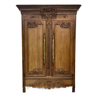 19th Century Norman Wedding Armoire in Light Oak For Sale