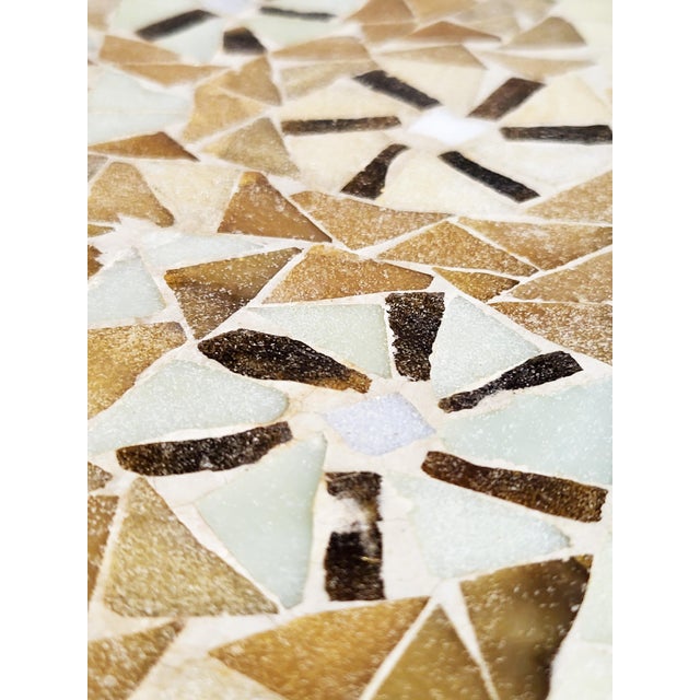 Metal Mid-Century Modern Mosaic and Brass Side Table with Hair Pin Legs by Ilse Möbel, 1950s For Sale - Image 7 of 10