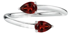 Natural Garnet Pear Cut Bypass Ring, Stackable Silver Gemstone Ring Us 7