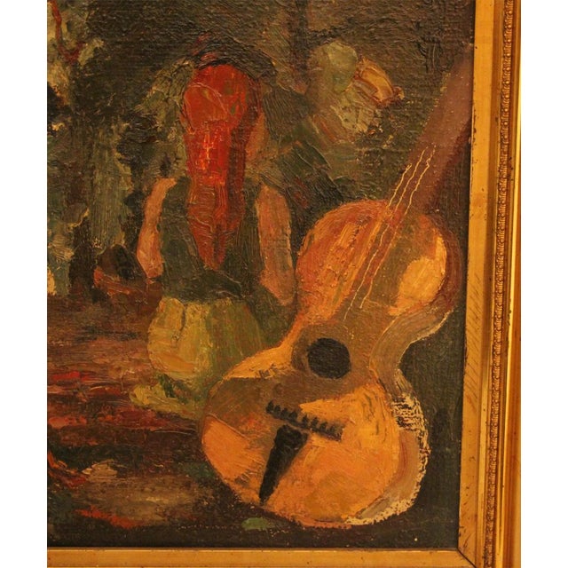 Unknown, Expressionist Figure with Guitar, 1900s-1910s, Oil on Panel, Framed For Sale - Image 3 of 10