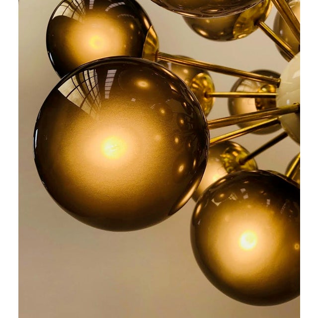 Not Yet Made - Made To Order 21st Century Ovale Natural Brass Frosted Smoky Murano Sputnik Chandelier by Fabio LTD For Sale - Image 5 of 7