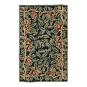 Late 20th Century Wild Vietnamese Cheetah Hooked Rug