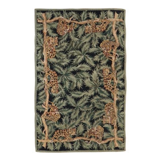 Late 20th Century Wild Vietnamese Cheetah Hooked Rug - 5' x 8' For Sale
