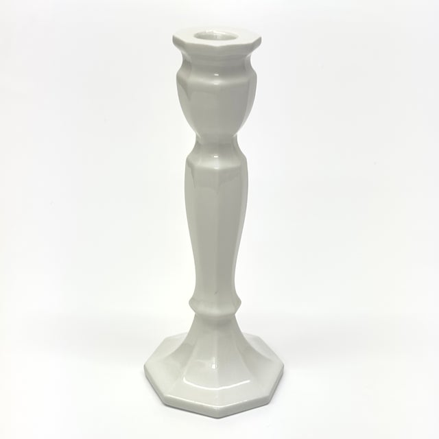Mid-Century Modern Mixed White Ceramic Candle Holder Curation - Group of 7 For Sale - Image 3 of 16