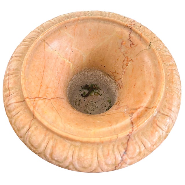 Bunny Williams Home Vintage Carved Pink Marble Urn Jardinière Vessel For Sale - Image 4 of 9