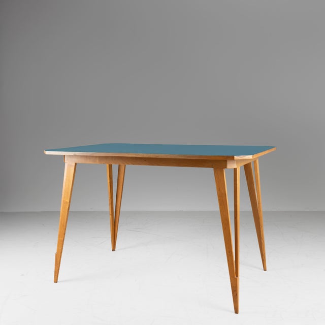 Rectangular Table with Blue Formica Top, 1950 For Sale - Image 14 of 14