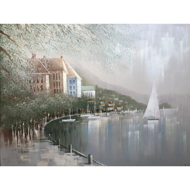 Late 20th Century Large European School Oil on Canvas Signed on the Bottom For Sale - Image 5 of 6