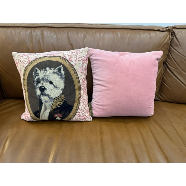 Textile Rare Vintage Thierry Poncelet Dog Portrait Pillows For Sale - Image 7 of 11