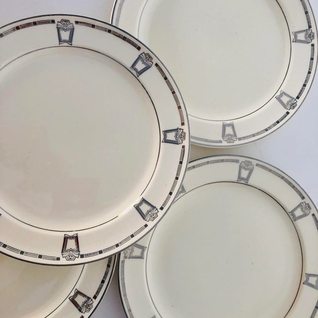 Vintage Art Deco Style Taylor Smith China Dessert Plates S/6 For Sale In New York - Image 6 of 7