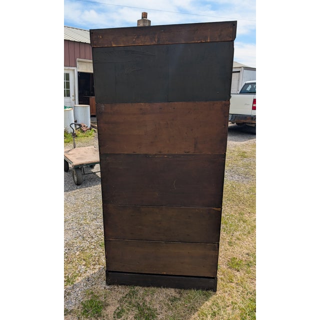 Antique Quartersawn Oak 5 Sections Stacking Barrister Bookcase With Desk 1900s For Sale - Image 18 of 18