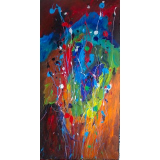 “Orange Blossom – Abstract Expressionism” 48 X 24 In., Acrylics on Canvas (2021) For Sale