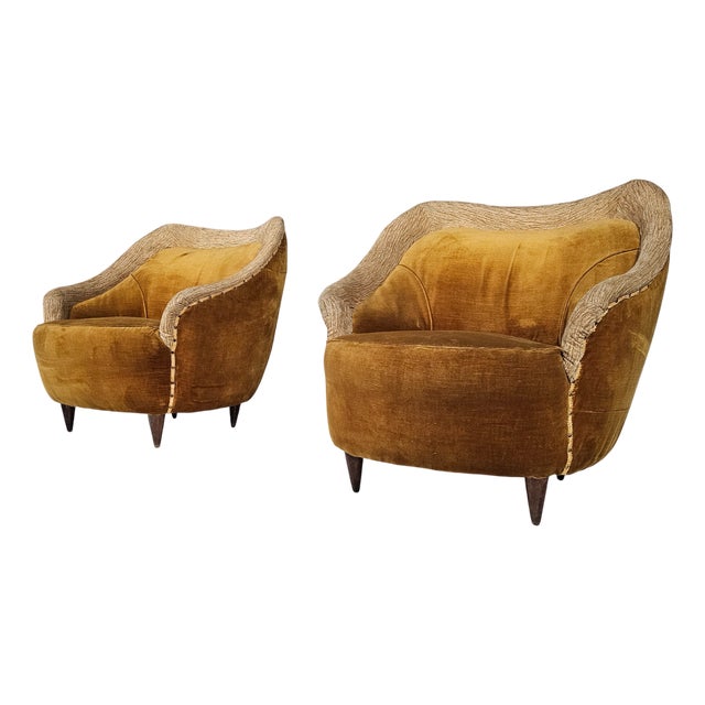 Set of Mid-Century Modern Lounge Chairs in the style of Gio Ponti, Italy, 1950s For Sale