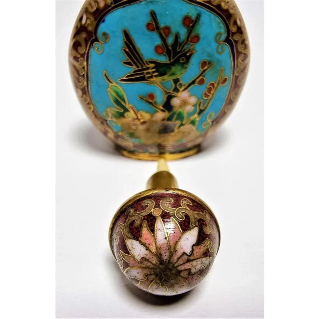 Metal Antique Cloisonné Snuffbox with Lid, China For Sale - Image 7 of 11