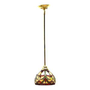 Vintage Tiffany Style Stained Glass Tulip Mini Pendant With Sloped Ceiling Adapter