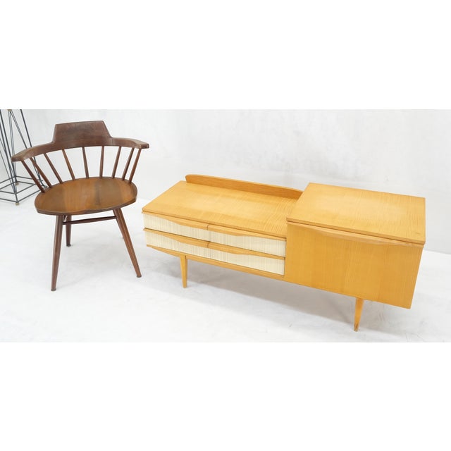 Tan Swedish Mid Century Modern 1950s Blond Birch Drop Door Console Entry Hall Table For Sale - Image 8 of 10