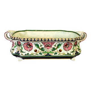 Antique Sarreguemines Earthenware Planter, 1890s For Sale