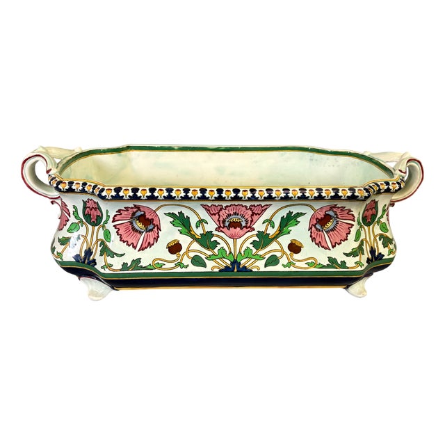 Antique Sarreguemines Earthenware Planter, 1890s For Sale