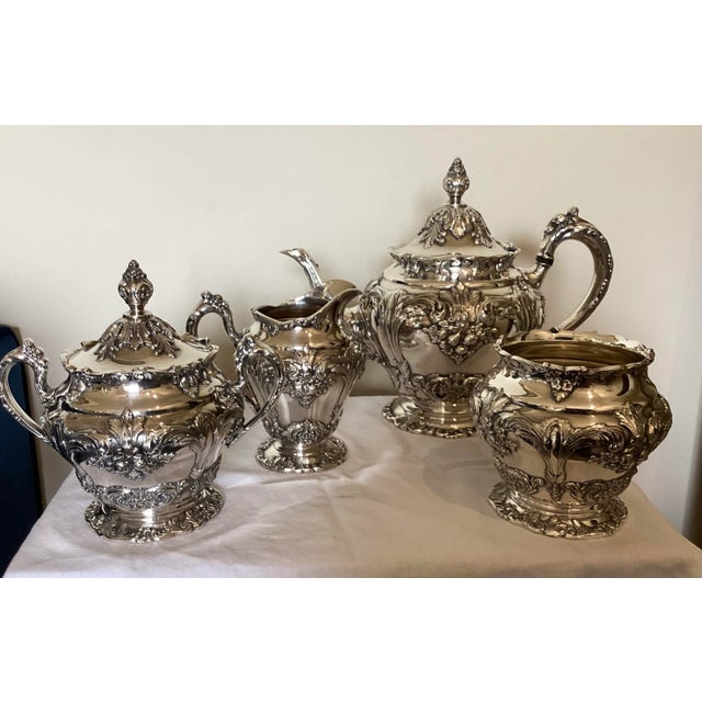 Vintage Reed & Barton Silverplated “Renaissance” 4 Pc Tea Service For Sale - Image 10 of 12