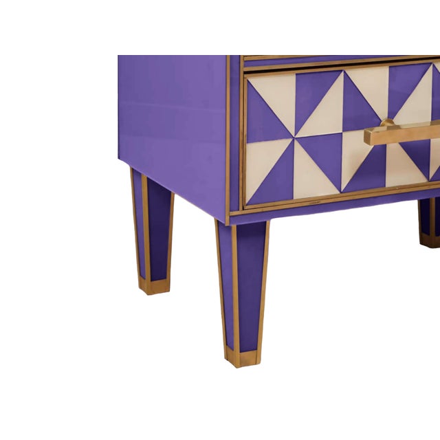 Contemporary Italian Murano Glass and Brass Nightstands from Justfurnituress SRL, Set of 2 For Sale - Image 3 of 6
