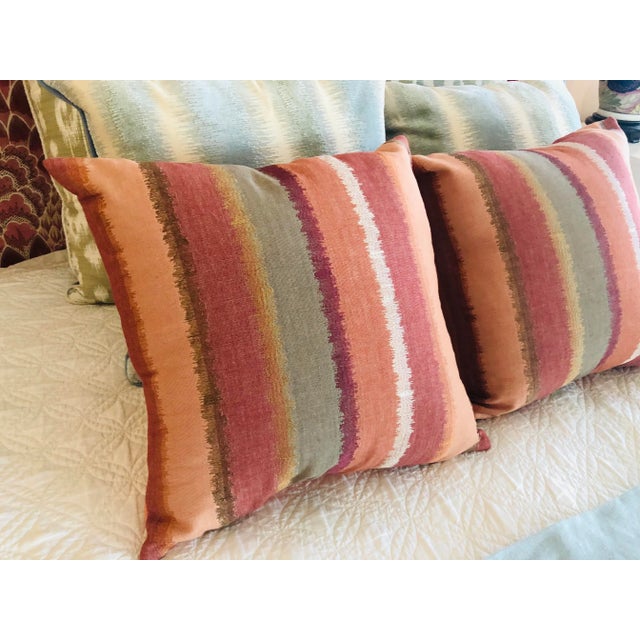 Textile Embroidered Cowtan & Tout Arezzo Brick Terracotta Orange Taupe Beige Abstract Pillow Covers - a Pair For Sale - Image 7 of 8