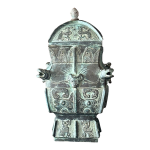 Vintage 1950s Chinese Archaic Style Bronze Wine Vessel