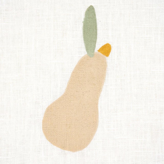 Contemporary SAMPLE - Schumacher X Caroline Z Hurley Pears Hand Block Print Fabric In Buff And Sage On White For Sale - Image 3 of 4