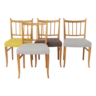 Vintage Beech Dining Chairs, 1960s, Set of 4 For Sale