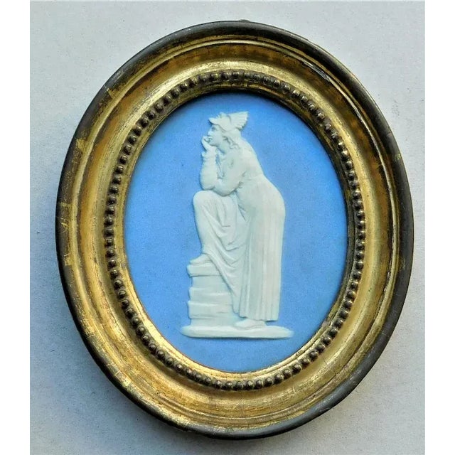 Antique 18th century Wedgwood style jasperware plaque of Melpomene, the Muse of Tragedy, by Adams & Co. Presented in...