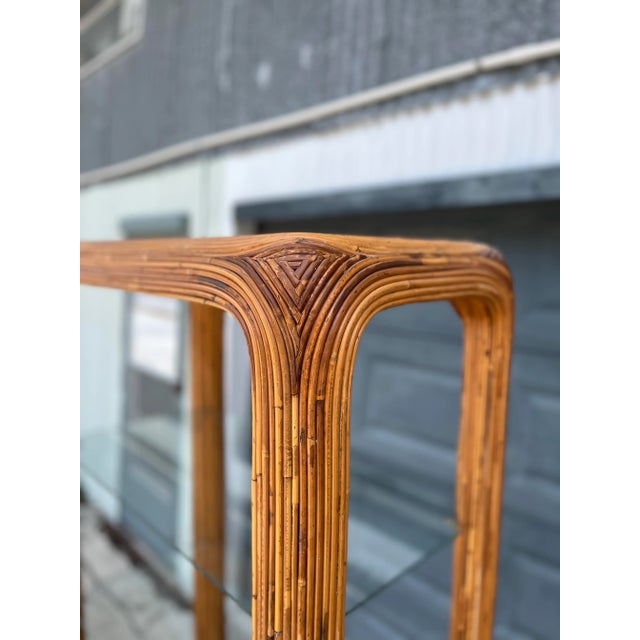 Mid-Century Modern Split Reed Tall Bookcase or Étagère in the Style of Gabriella Crespi For Sale - Image 3 of 12