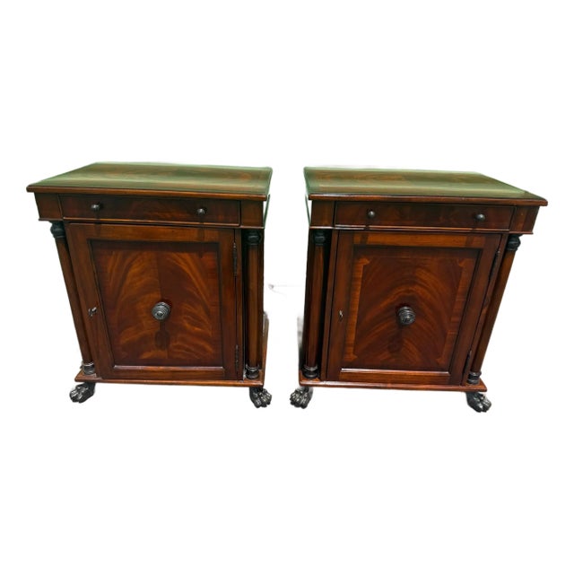 Pair of Hickory White Nightstands With Original Keys For Sale