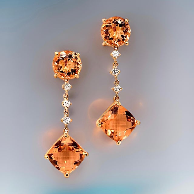 Natural Morganite Diamond Earrings 14k Gold 10.1 TCW Certified For Sale - Image 14 of 14