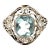 18k Solid White Gold Aquamarine & Old Mine Cut Diamond Antique Filigree Ring, Size 4.25 For Sale