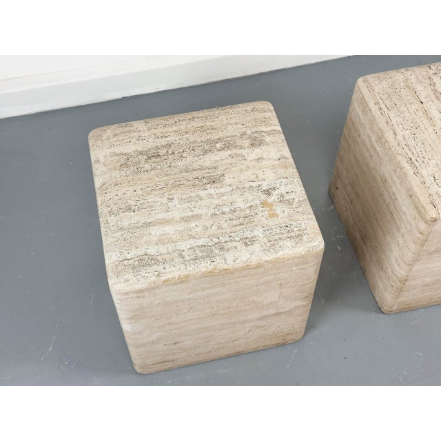 1970s Vintage Travertine Cube Side Table, 1970s For Sale - Image 5 of 12
