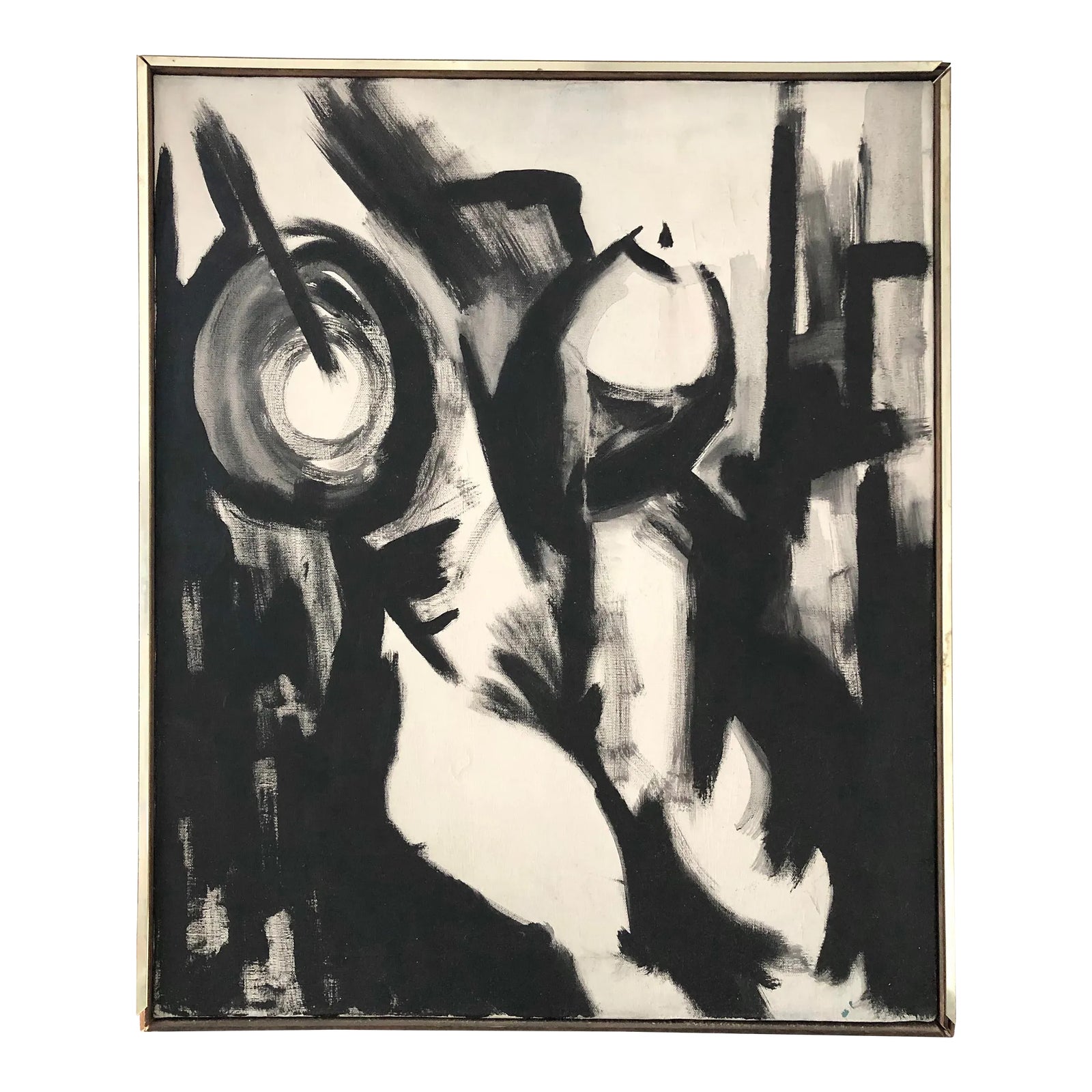 late-20th-century-black-and-white-abstract-nude-painting-on-canvas