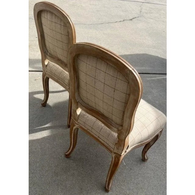 Early 20Thc French Small Chairs in Linen For Sale In Los Angeles - Image 6 of 6