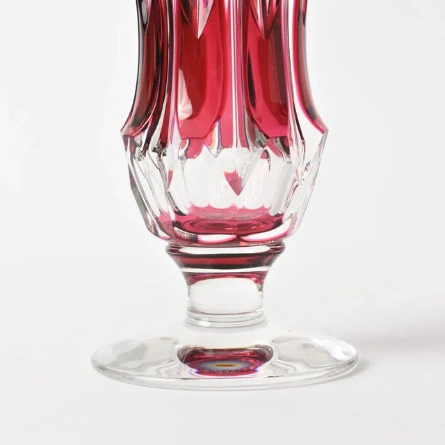 Hand-Cut Cranberry Glass Vase by Val Saint Lambert, 1950s For Sale - Image 6 of 7