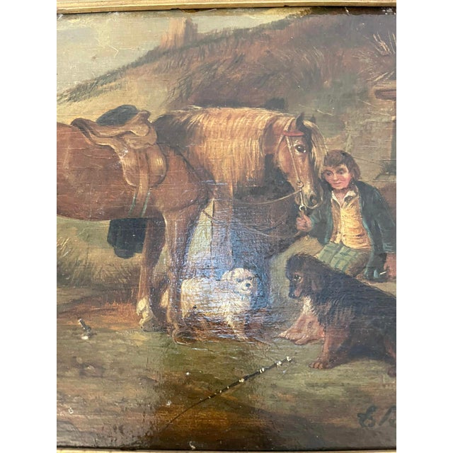 Paint C R Breytle, Scene with Horses & Dogs, 1880, Oil on Canvas, Framed For Sale - Image 7 of 15