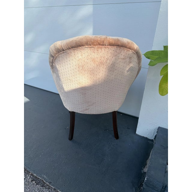 Art Deco Pair Grosfeld House Pink Velvet Asymmetrical Clamshell Chairs For Sale - Image 3 of 5