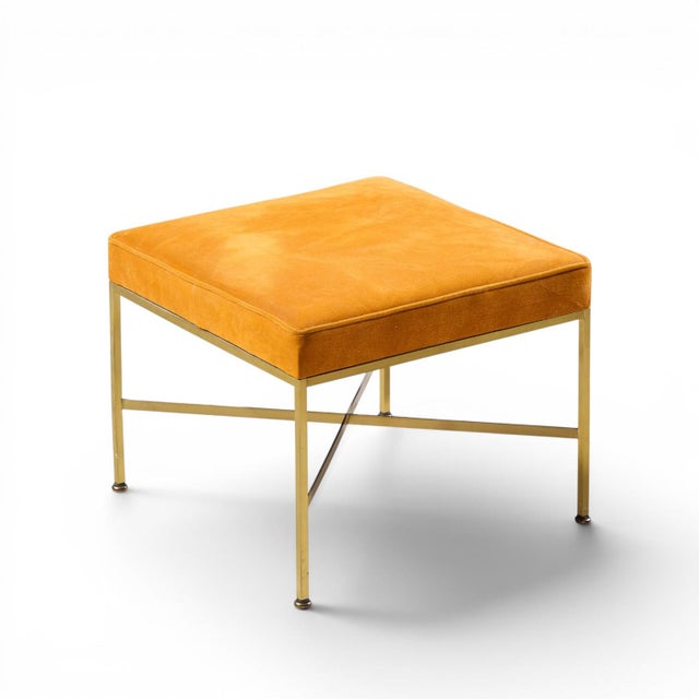 Paul McCobb for Calvin Mid Century Brass X Base Stools - Pair For Sale - Image 10 of 10
