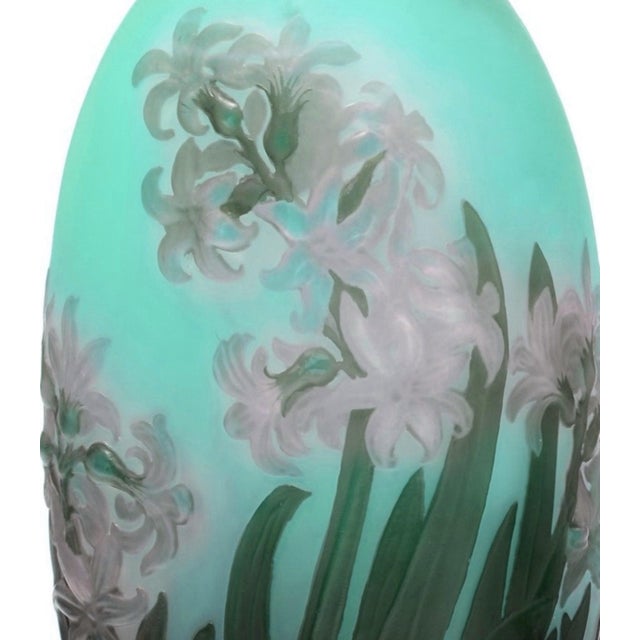 Art Nouveau Galle Antique Glass Vase Hyacinths. Original Emile Galle For Sale - Image 3 of 3