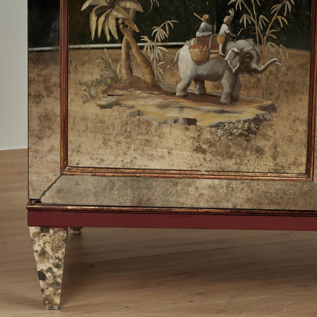 Pair of Antique Italian Eglomise Mirrored Cabinets With Elephants and Palm Trees For Sale - Image 18 of 18
