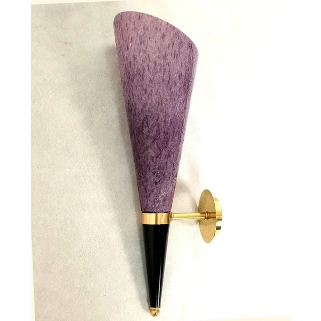 Metal Purple Murano Glass Sconces, Signed Mila Schon Italy 1970s For Sale - Image 7 of 12