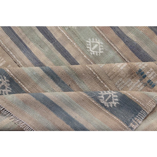 Vintage Hand Woven Turkish Kilim With Stripes in Light Taupe and Neutral Colors For Sale - Image 10 of 11