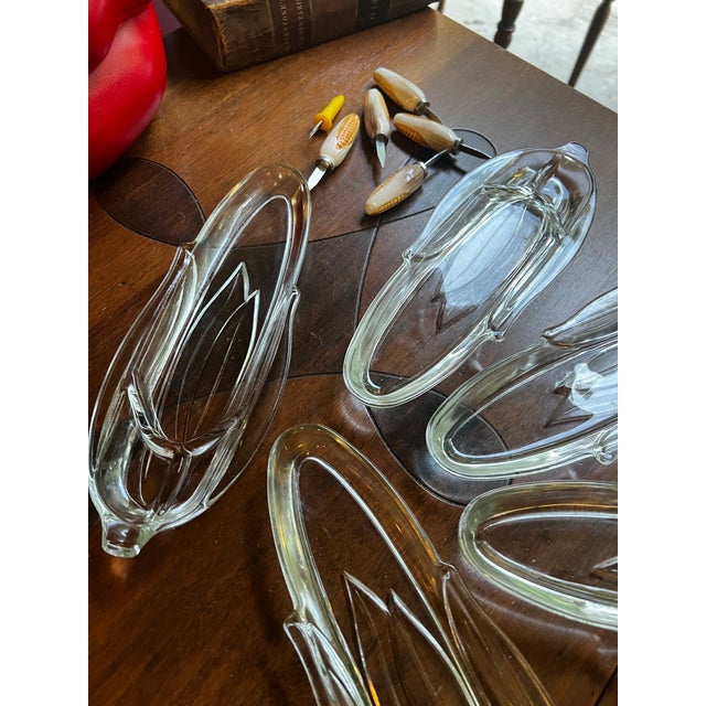 Glass 1970s Country Core Glass Corn Dishes With Ceramic Holders- Set of 11 For Sale - Image 7 of 7