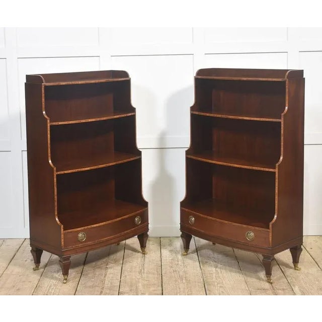 Mahogany Inlaid Open Bookcases, 1890s, Set of 2 For Sale - Image 12 of 18