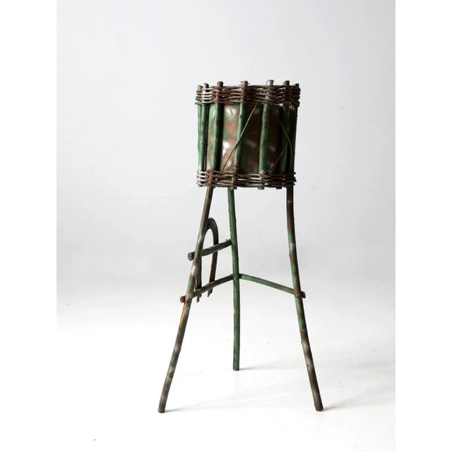 Wood Antique Folk Art Twig Plant Stand For Sale - Image 7 of 12