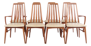 Eva Dining Chairs with Armchairs by Niels Koefoed, 1960s, Set of 8