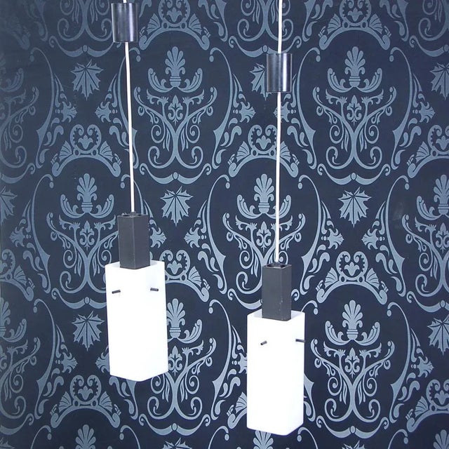 Vintage Hanging Lamps in Opal Glass, 1950s, Set of 2 For Sale - Image 12 of 12