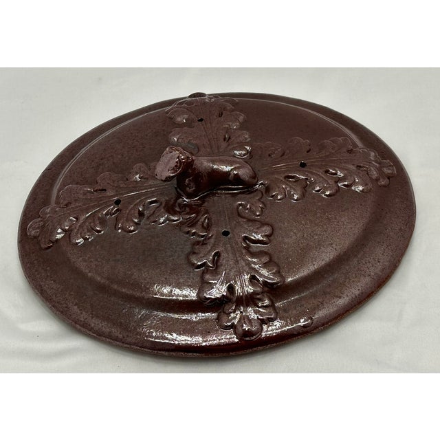 Burnt Umber Very Rare Antique English Brown Salt Glaze Stoneware Game Pie Dish - "Terrine" - Circa 18th Century For Sale - Image 8 of 18