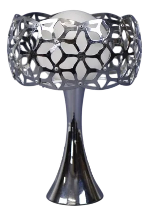 Modern Riveted Chromed Steel Table Lamp, 1980s